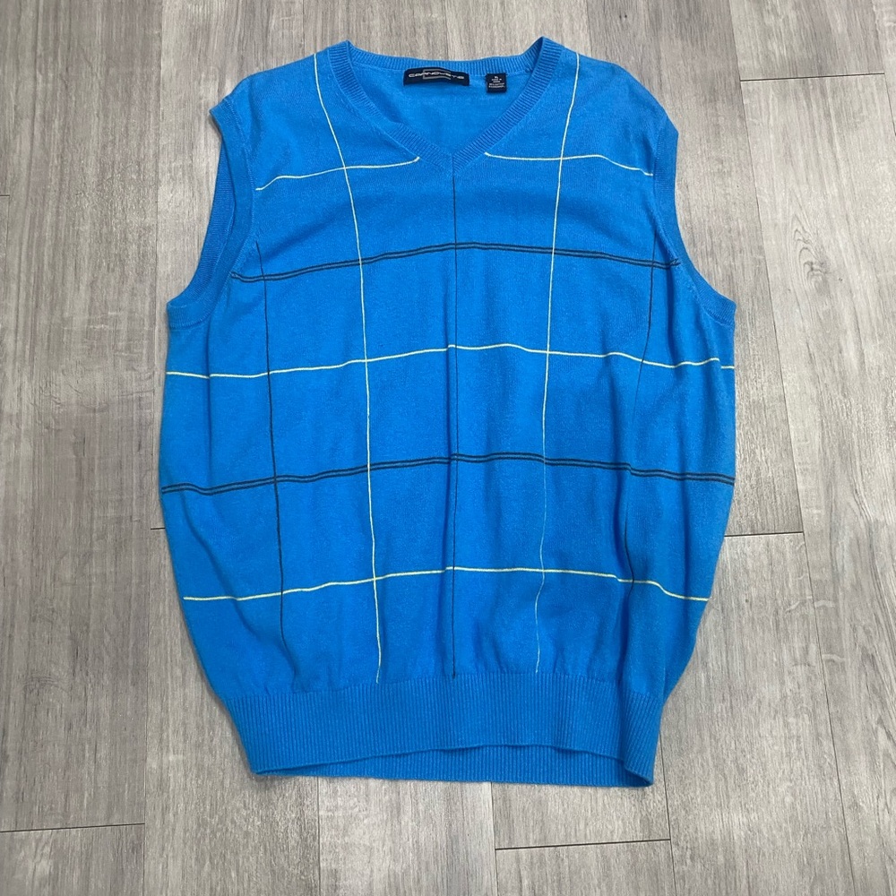 Carnoustie Cardigan Golf Sweater Mens Size XL Blue Plaid